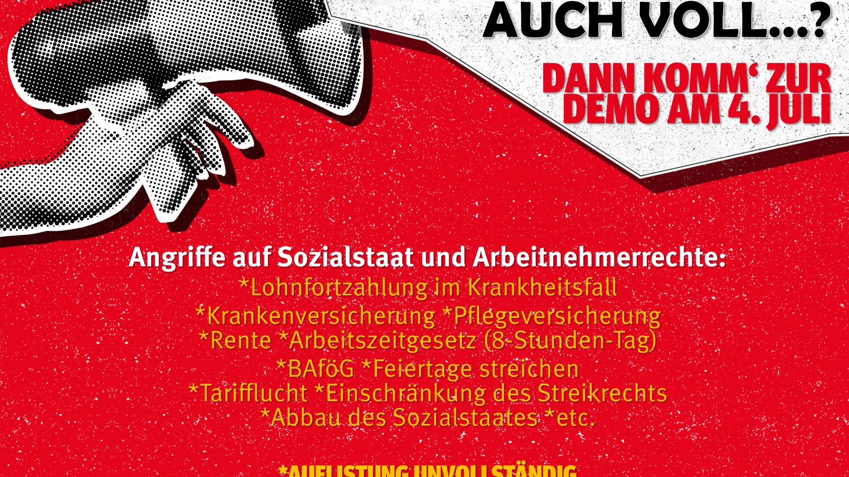 Demo/Kundgebung gegen Angriffe auf Sozialstaat und Arbeitnehmerrechte