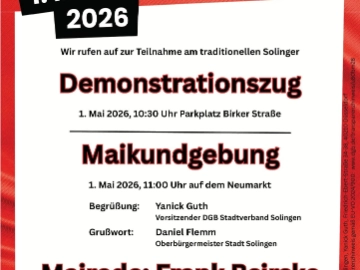 1. Mai 2026 in Solingen