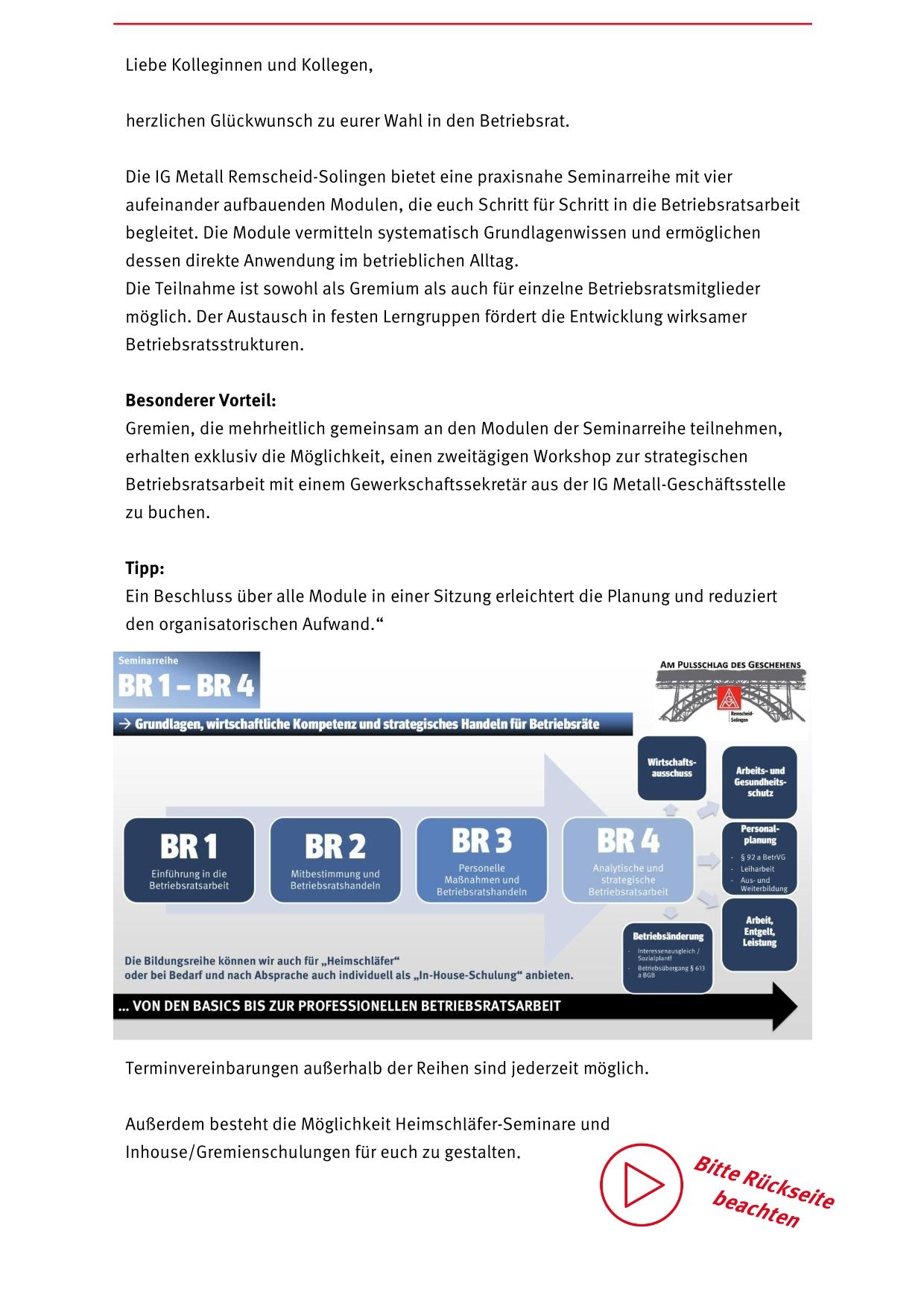 Modulare Seminarreihe für Betriebsratsmitglieder